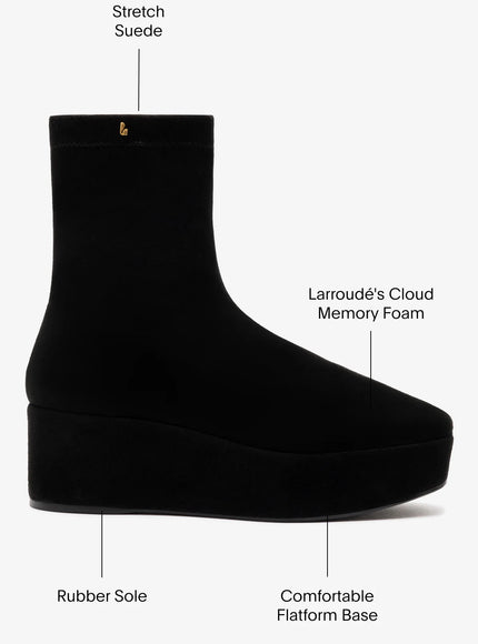 Larroude Dani Flatform Boot In Black Suede