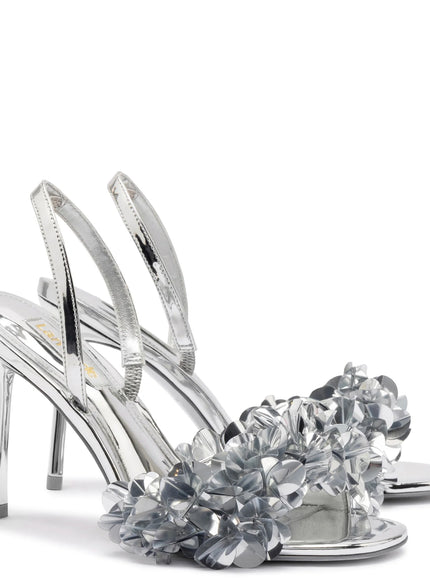 Larroude Morgan Sandal In Silver Specchio