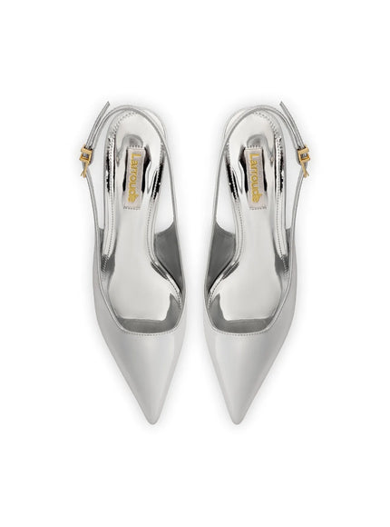 Larroude Loulou Pump In Silver Specchio