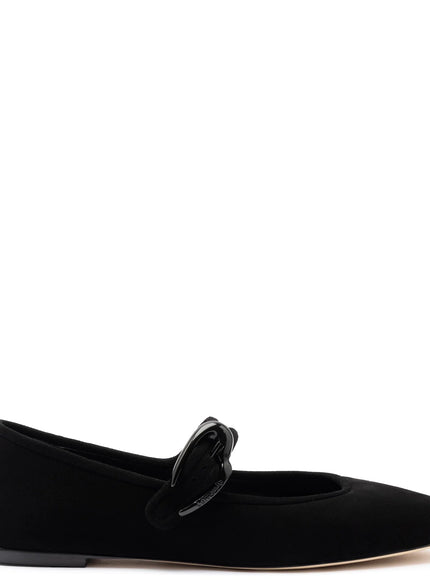 Larroude Verona Ballet Flat In Black Suede Black