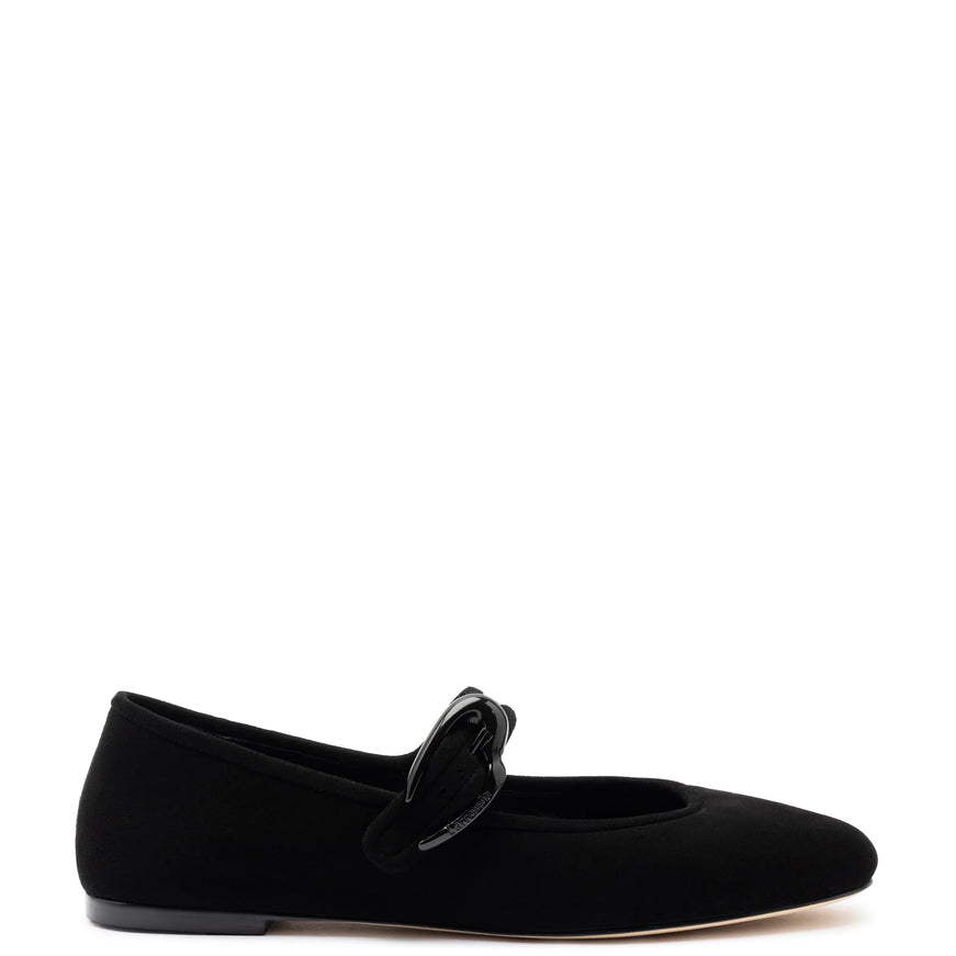 Larroude Verona Ballet Flat In Black Suede Black