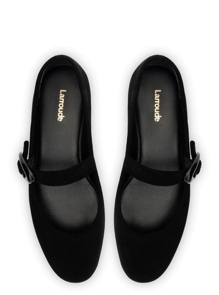 Larroude Verona Ballet Flat In Black Suede