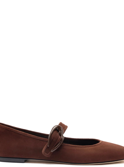 Larroude Verona Ballet Flat In Brown Suede Brown