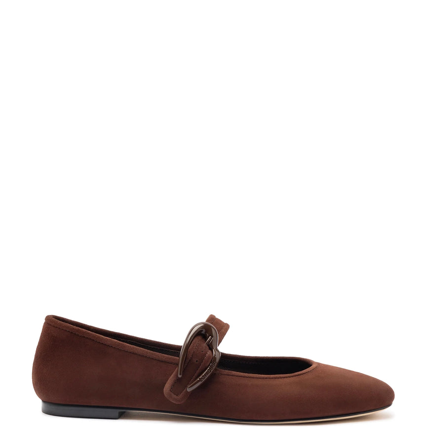 Larroude Verona Ballet Flat In Brown Suede Brown