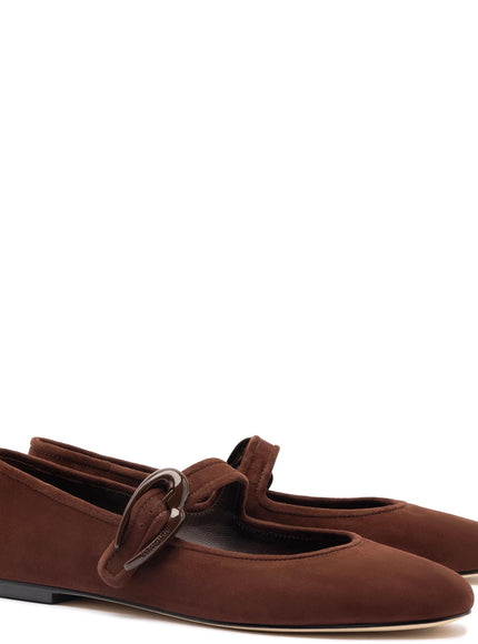 Larroude Verona Ballet Flat In Brown Suede