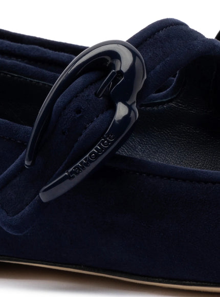 Larroude Verona Ballet Flat In Navy Suede