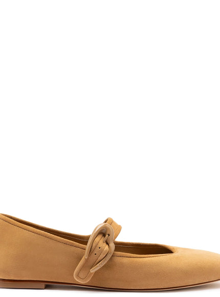 Larroude Verona Ballet Flat In Peanut Suede Peanut