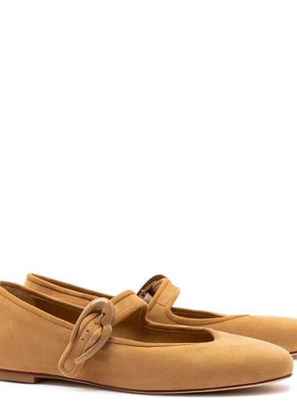 Larroude Verona Ballet Flat In Peanut Suede