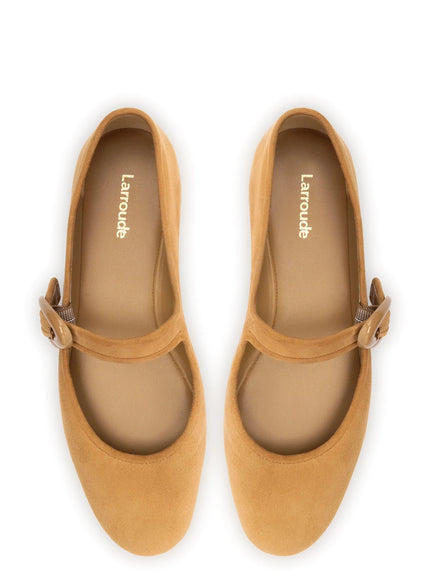 Larroude Verona Ballet Flat In Peanut Suede