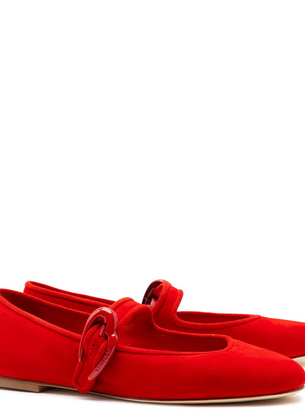 Larroude Verona Ballet Flat In Scarlet Suede