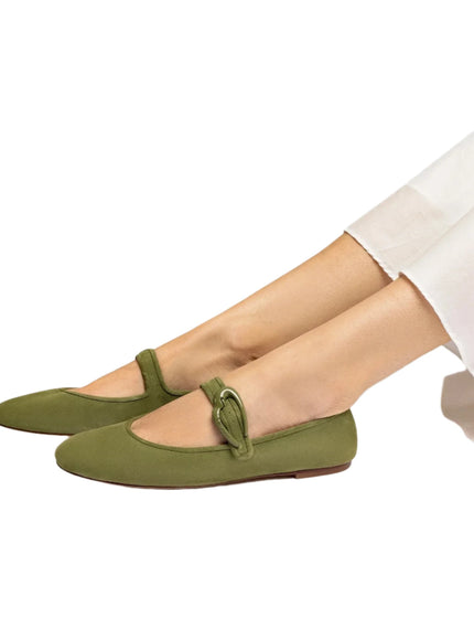 Larroude Verona Ballet Flat In Seaweed Suede