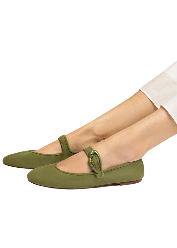 Verona Ballet Flat In Seaweed Suede