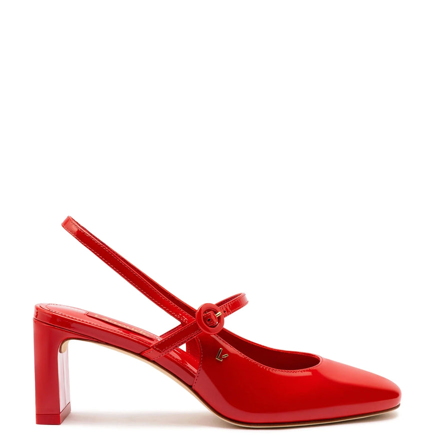 Larroude Georgina Pump In Scarlet Patent Leather Scarlet