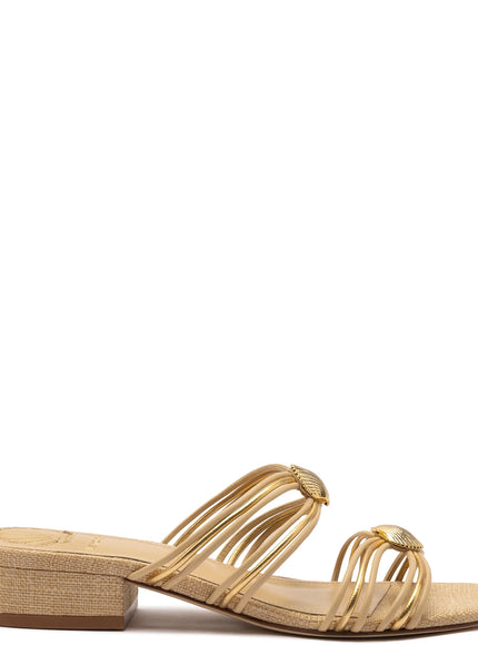 Larroude Shelly Flat Mule In Beige Raffia Beige