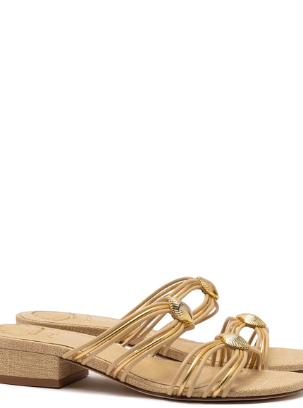 Larroude Shelly Flat Mule In Beige Raffia