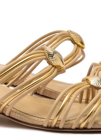 Larroude Shelly Flat Mule In Beige Raffia