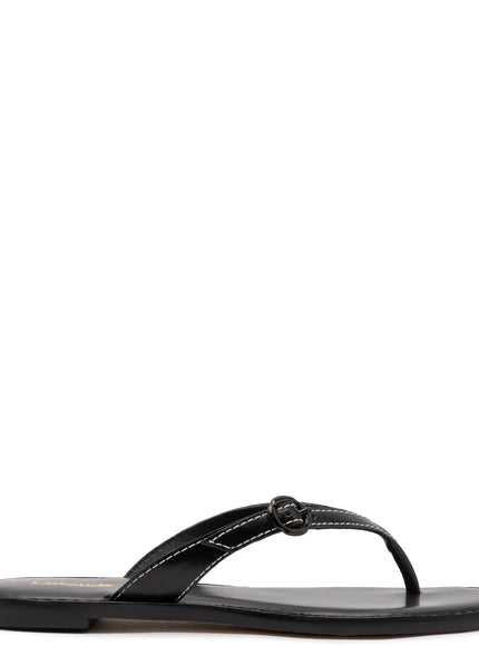 Larroude Mary Kate Flat Sandal In Black Leather Black