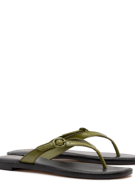 Larroude Mary Kate Flat Leather Sandal