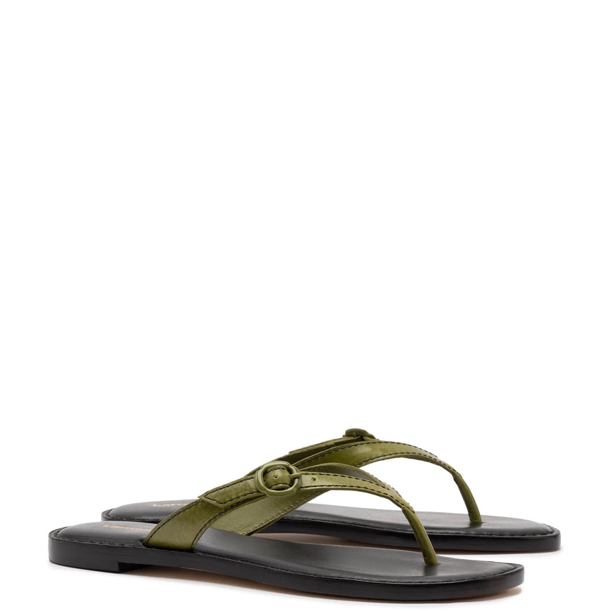 Larroude Mary Kate Flat Leather Sandal