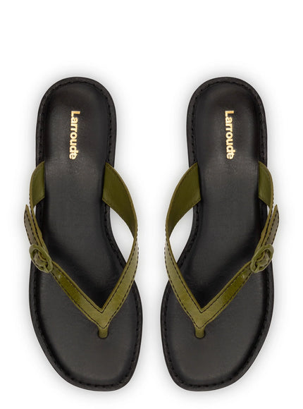 Larroude Mary Kate Flat Leather Sandal