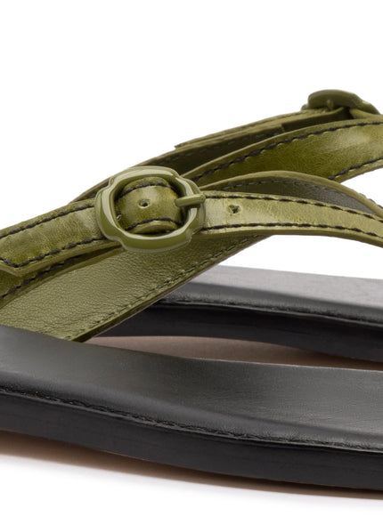 Larroude Mary Kate Flat Leather Sandal