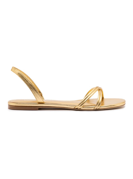 Larroude Annie Flat In Gold Metallic Leather