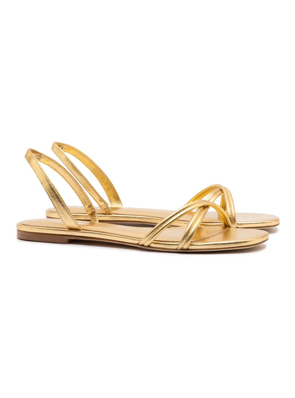Larroude Annie Flat In Gold Metallic Leather