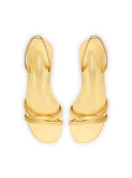 Larroude Annie Flat In Gold Metallic Leather