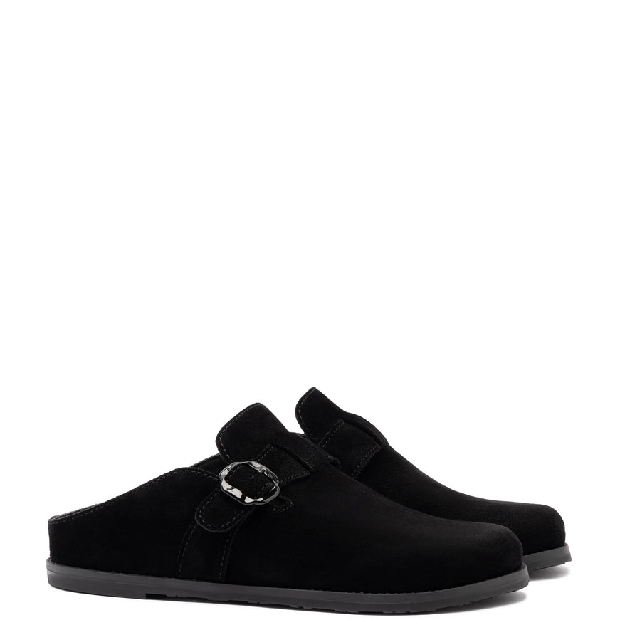 Larroude Milan Clog In Black Suede