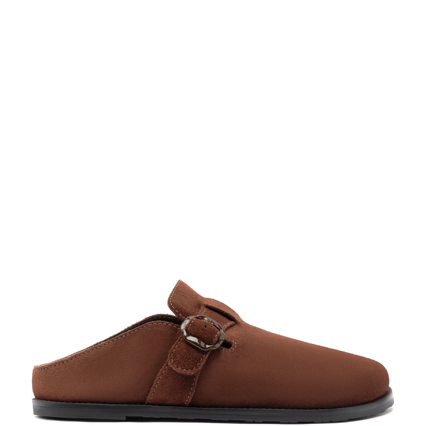 Larroude Milan Clog In Brown Suede Brown