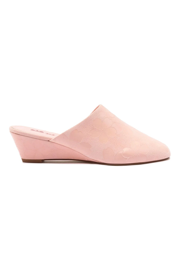 Larroude Venice Wedge In Tulip Sakura Printed Suede Tulip