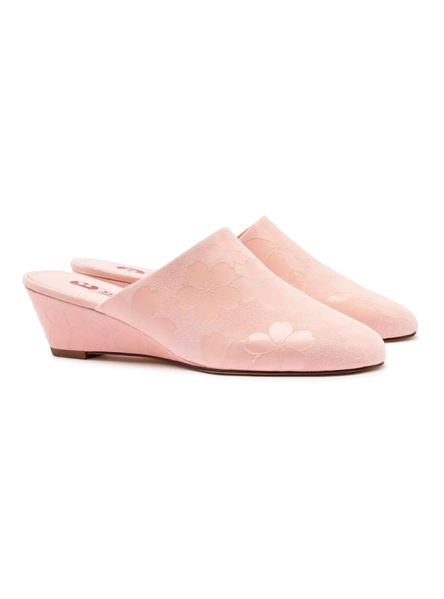 Larroude Venice Wedge In Tulip Sakura Printed Suede