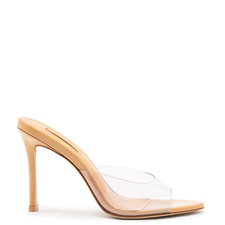 Larroude Jasmine Hi Mule In Tan Leather and Vinyl Tan