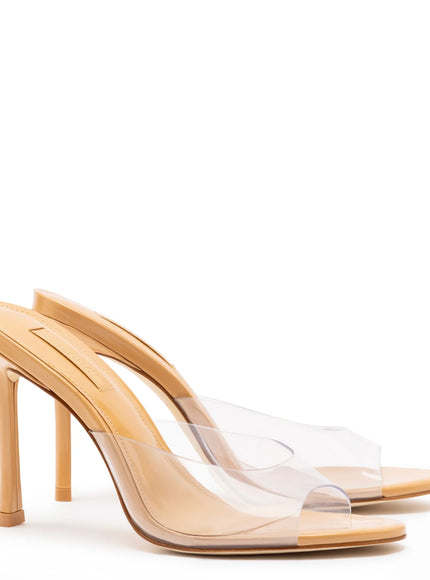 Larroude Jasmine Hi Mule In Tan Leather and Vinyl