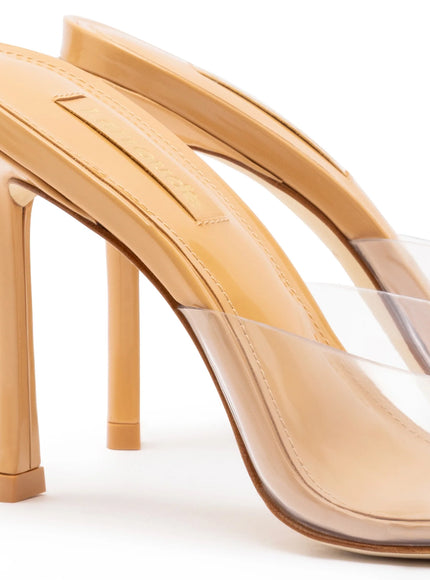 Larroude Jasmine Hi Mule In Tan Leather and Vinyl