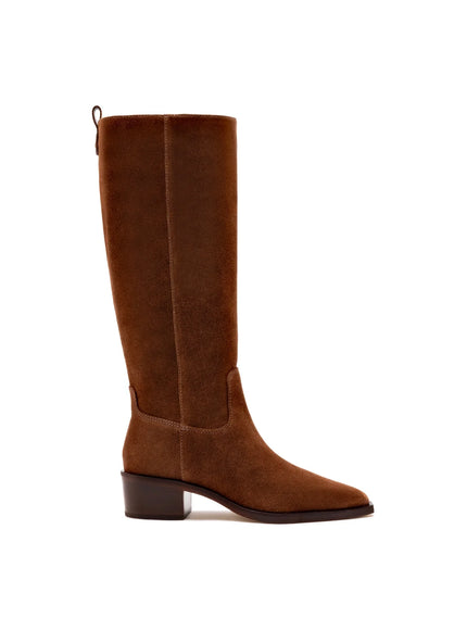 Larroude Florencia Boot In Burnt Umber Suede