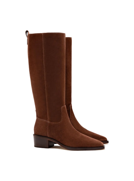 Larroude Florencia Boot In Burnt Umber Suede