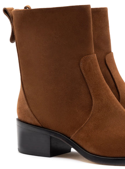 Larroude Florencia Low Boot In Burnt Umber Suede