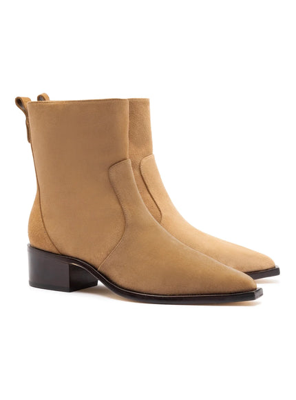 Larroude Florencia Low Boot In Peanut Suede