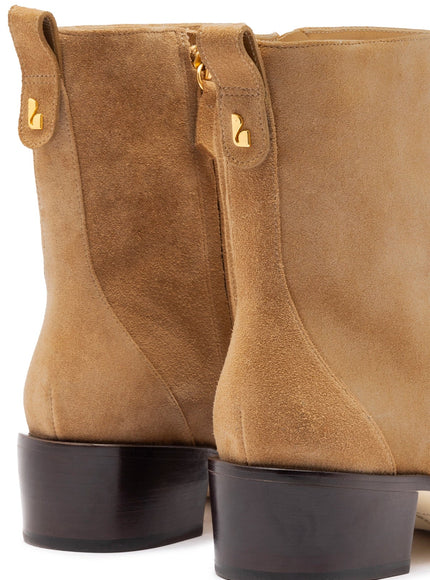 Larroude Florencia Low Boot In Peanut Suede