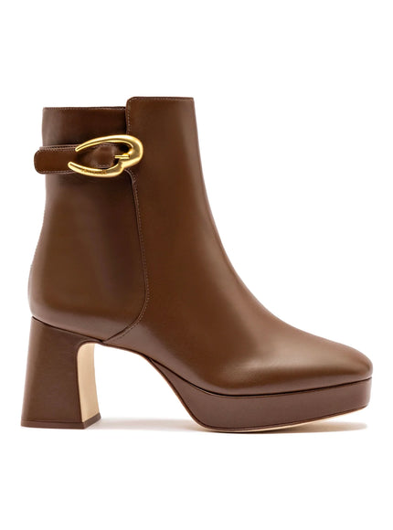 Larroude Dolly Verona Low Boot In Burnt Umber Leather