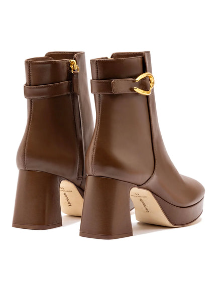 Larroude Dolly Verona Low Boot In Burnt Umber Leather