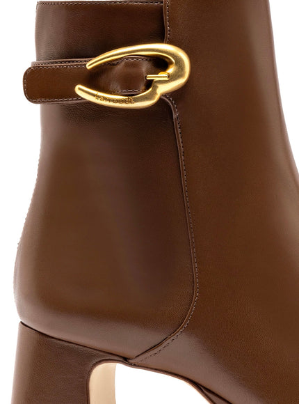 Larroude Dolly Verona Low Boot In Burnt Umber Leather