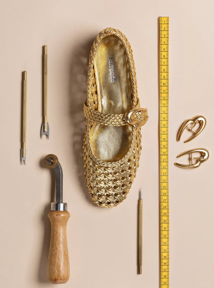 Larroude Verona New Macrame In Gold Metallic Leather