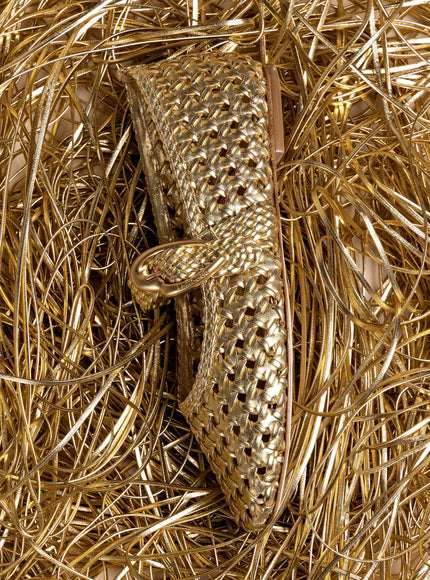 Larroude Verona New Macrame In Gold Metallic Leather