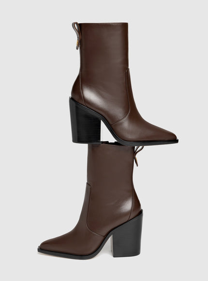 Larroude James Bootie In Brown Leather