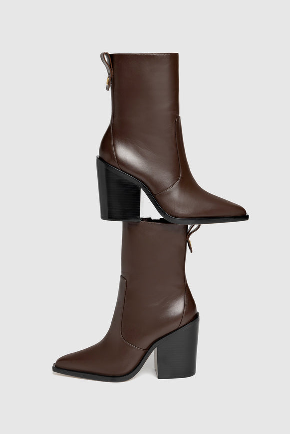 Larroude James Bootie In Brown Leather