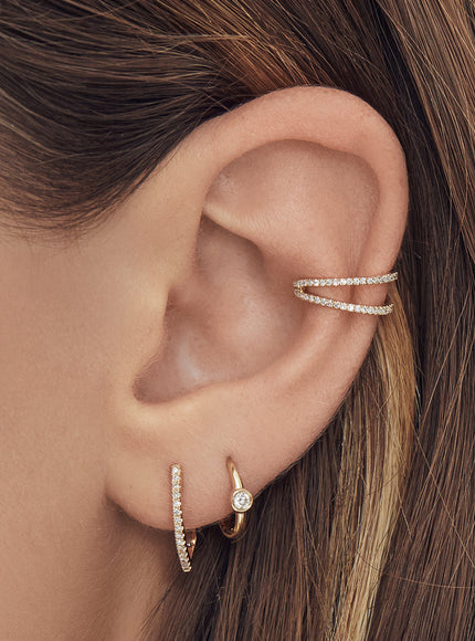 Zoe Lev Diamond Curve Huggie Earrings