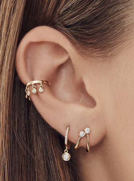 Zoe Lev 14K Gold Ear Cuff with Diamond Fringes