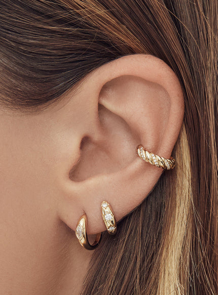 Zoe Lev Diamond Domed Starburst Huggie Earrings